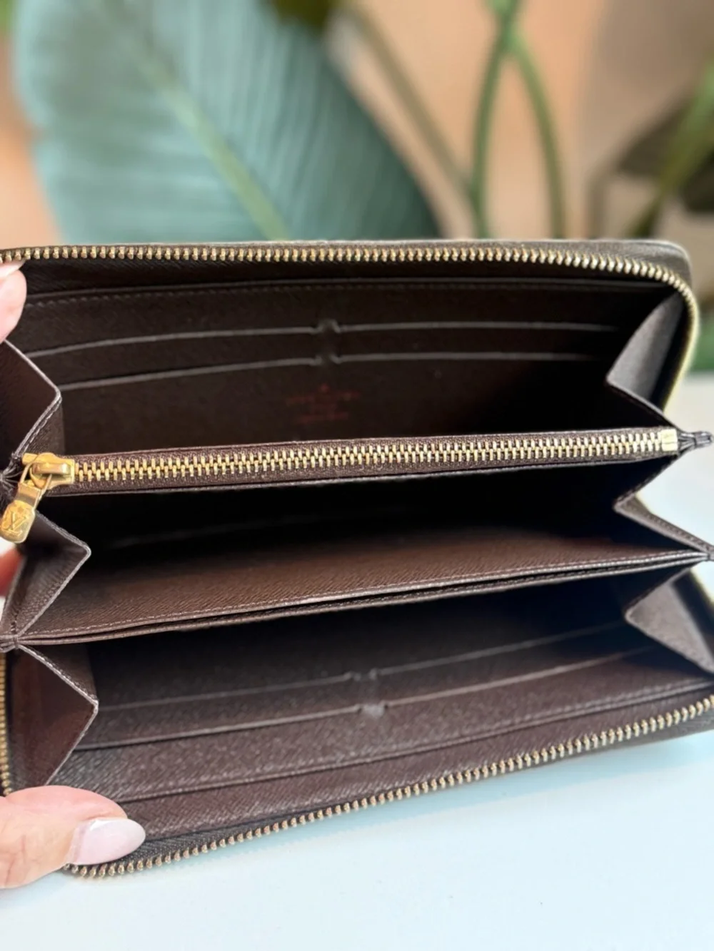 Louis Vuitton ‘Zippy Wallet in Damier Ebene’